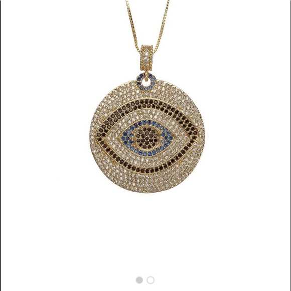 BOGO 1/2 OFF Gold-plated Silver & Crystal Evil Eye - Picture 1 of 3